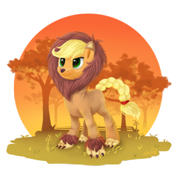 Size: 3048x3024 | Tagged: safe, artist:nebula210, applejack, earth pony, pony, scare master, applelion, clothes, solo