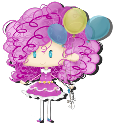 Size: 2115x2319 | Tagged: safe, artist:kitty-airelav, artist:vappletree, pinkie pie, human, balloon, chibi, humanized, simple background, solo, transparent background
