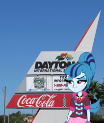 Size: 1737x2048 | Tagged: safe, sonata dusk, equestria girls, rainbow rocks, daytona usa, equestria girls in real life, nascar, photo, race track, racing, solo, vector