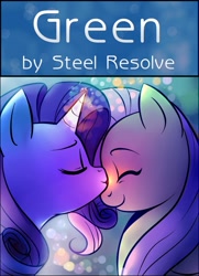 Size: 739x1023 | Tagged: safe, artist:explosivegent, artist:megasweet, edit, fluttershy, rarity, pegasus, pony, unicorn, cute, fanfic art, fanfic cover, female, flarity, kissing, lesbian, mare, raribetes, shipping, shyabetes