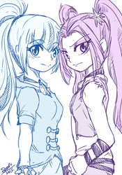 Size: 400x571 | Tagged: safe, artist:samonferrari, aria blaze, sonata dusk, equestria girls, rainbow rocks, arisona