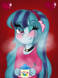 Size: 771x1036 | Tagged: safe, artist:queentigrel, sonata dusk, equestria girls, alternate hairstyle, solo, wink