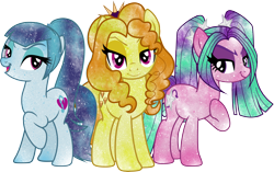 Size: 6500x4085 | Tagged: safe, artist:digitbrony, artist:theshadowstone, adagio dazzle, aria blaze, sonata dusk, absurd resolution, galaxy, photoshop, ponified, the dazzlings