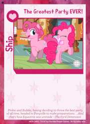 Size: 788x1088 | Tagged: safe, artist:asika-aida, bubble berry, pinkie pie, earth pony, pony, and that's how equestria was unmade, bubblepie, female, happy, male, rearing, rule 63, self ponidox, selfcest, shipping, straight, sugarcube corner, twilight sparkle's secret shipfic folder