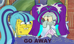 Size: 1024x620 | Tagged: safe, edit, edited screencap, screencap, aria blaze, sonata dusk, meme, parody, sponge-cano!, spongebob squarepants, squidward tentacles