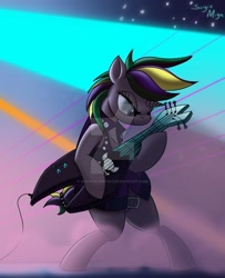 Size: 800x983 | Tagged: safe, artist:quicksilver1987, rarity, pony, unicorn, alternate hairstyle, deviantart watermark, female, guitar, mare, obtrusive watermark, punk, raripunk, watermark