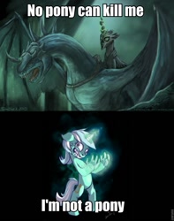 Size: 756x960 | Tagged: safe, artist:atryl, artist:turbosolid, lyra heartstrings, crossover, eowyn, fell beast, hand, humie, lord of the rings, nazgul, ponified, tolkien, witch king of angmar