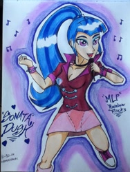 Size: 720x960 | Tagged: safe, artist:emichaca, sonata dusk, equestria girls, rainbow rocks, singing, solo, traditional art