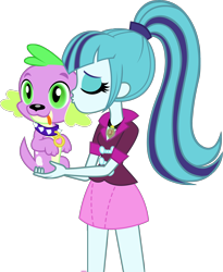 Size: 2010x2452 | Tagged: safe, artist:xebck, sonata dusk, spike, dog, equestria girls, rainbow rocks, cute, eyes closed, female, kissing, male, mind control, simple background, spike the dog, spikelove, spinata, straight, transparent background, vector