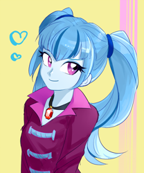 Size: 500x600 | Tagged: safe, artist:pan, sonata dusk, equestria girls, rainbow rocks, alternate hairstyle, cute, female, gem, heart, pigtails, siren gem, solo, sonatabetes, twintails