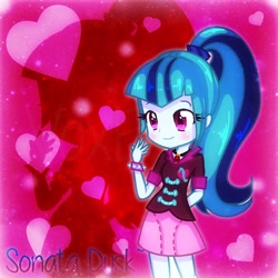 Size: 800x800 | Tagged: safe, artist:raridashisawesome, sonata dusk, equestria girls, rainbow rocks, blushing, cute, heart, smiling, sonatabetes