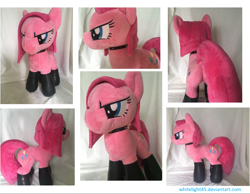 Size: 1280x994 | Tagged: safe, artist:whitelightplushpones, pinkie pie, collar, fireproof boots, irl, latex, photo, pinkamena diane pie, plushie, solo