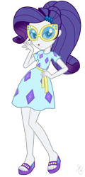 Size: 1230x2560 | Tagged: safe, artist:ilaria122, artist:selenaede, rarity, better together, equestria girls, i'm on a yacht, spring breakdown, clothes, cruise outfit, dress, feet, female, hand on hip, legs, looking at you, ponytail, sandals, simple background, solo, sunglasses, transparent background