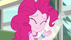 Size: 1920x1080 | Tagged: safe, screencap, pinkie pie, equestria girls, legend of everfree, bag, bus, cute, diapinkes, marshmallows, smiling