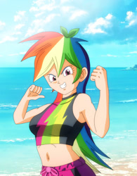 Size: 778x1000 | Tagged: safe, artist:gonzalossj3, derpibooru import, rainbow dash, human, clothes, humanized, style emulation, swimsuit