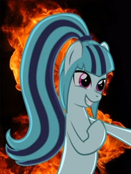 Size: 2476x3272 | Tagged: safe, artist:newcutiemark, sonata dusk, fire, ponified, pure unfiltered evil, solo