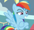 Size: 823x721 | Tagged: safe, derpibooru import, screencap, rainbow dash, pegasus, pony, triple pony dare ya, amused, cropped, crossed arms, crossed hooves, faic, female, flying, grin, lidded eyes, looking down, mare, mocking, multicolored mane, multicolored tail, narrowed eyes, raised eyebrows, smiling, smirk, snark, solo, spread wings, wings