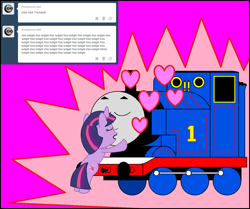 Size: 1280x1071 | Tagged: safe, derpibooru import, twilight sparkle, crack shipping, crossover, crossover shipping, female, kissing, male, now kiss, shipping, straight, thomas the tank engine