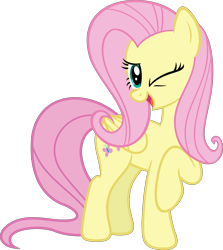 Size: 5357x6000 | Tagged: safe, artist:slb94, fluttershy, pegasus, pony, absurd resolution, flirting, one eye closed, raised hoof, simple background, transparent background, vector, wink