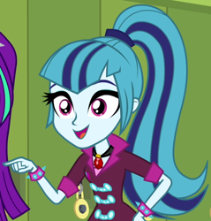 Size: 684x714 | Tagged: safe, screencap, sonata dusk, equestria girls, rainbow rocks, clothes, female, solo, two toned hair