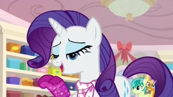 Size: 1920x1080 | Tagged: safe, screencap, rarity, sandbar, smolder, pony, unicorn, the end in friend, boots, glitter boots, lidded eyes, shoes, solo focus