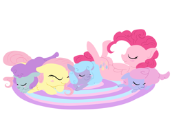 Size: 1200x800 | Tagged: safe, artist:otterlore, fluttershy, pinkie pie, earth pony, pegasus, pony, sheep, spoiler:s03, crystal empire, ewe, simple background, tiny ewes, white background