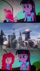 Size: 571x995 | Tagged: safe, derpibooru import, pinkie pie, twilight sparkle, seahorse, equestria girls, rainbow rocks, meme, nostalgia critic, pinkie sticks her face into the portal meme, the room