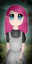 Size: 451x893 | Tagged: safe, artist:starsymphonystela, pinkie pie, human, clothes, cute, cuteamena, pinkamena diane pie, sad, solo