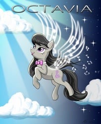 Size: 816x1000 | Tagged: safe, artist:bronezayac, octavia melody, earth pony, pony, black mane, female, gray coat, mare, solo, wings