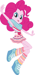 Size: 6610x14172 | Tagged: safe, artist:sugar-loop, pinkie pie, equestria girls, legend of everfree, .ai available, .svg available, absurd resolution, backcard, box art, camp fashion show outfit, clothes, female, open mouth, scarf, simple background, solo, transparent background, vector