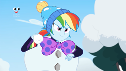 Size: 1920x1080 | Tagged: safe, derpibooru import, screencap, rainbow dash, better together, equestria girls, holidays unwrapped, plusplus, saving pinkie's pie, snow, snowball, snowman, solo