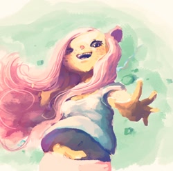 Size: 1416x1406 | Tagged: safe, artist:sharpieboss, fluttershy, anthro, bear, solo, uncanny valley