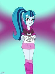 Size: 1800x2400 | Tagged: safe, artist:mofetafrombrooklyn, sonata dusk, equestria girls, rainbow rocks, hyundai, hyundai sonata, looking at you, pun, solo, visual pun