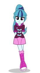 Size: 616x1128 | Tagged: safe, artist:camtwosix, derpibooru exclusive, sonata dusk, equestria girls, rainbow rocks, boots, clothes, crossed legs, cute, hands behind back, looking at you, simple background, skirt, smiling, solo, transparent background, vector