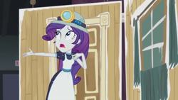 Size: 1280x720 | Tagged: safe, screencap, rarity, better together, equestria girls, opening night, clothes, costume, marshmelodrama, selfie soot, solo