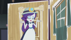 Size: 1280x720 | Tagged: safe, screencap, rarity, better together, equestria girls, opening night, clothes, costume, marshmelodrama, selfie soot, solo