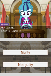 Size: 800x1200 | Tagged: safe, sonata dusk, equestria girls, rainbow rocks, ace attorney, courtroom, crossover, dialogue