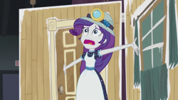 Size: 1280x720 | Tagged: safe, screencap, rarity, better together, equestria girls, opening night, clothes, costume, marshmelodrama, selfie soot, solo