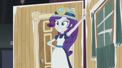 Size: 1280x720 | Tagged: safe, screencap, rarity, better together, equestria girls, opening night, clothes, costume, dancity, selfie soot, solo