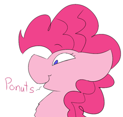 Size: 600x570 | Tagged: safe, artist:aquestionableponyblog, pinkie pie, earth pony, pony, bust, dialogue, floppy ears, ponut, portrait, simple background, smiling, solo, white background