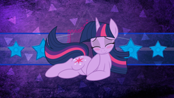 Size: 3840x2160 | Tagged: safe, artist:laszlvfx, artist:mamandil, artist:skutchi, derpibooru import, edit, twilight sparkle, pony, unicorn, blushing, eyes closed, female, high res, mare, prone, solo, wallpaper, wallpaper edit