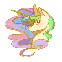 Size: 781x782 | Tagged: safe, artist:ximsketchs, princess celestia, alicorn, pony, bust, ear fluff, female, mare, simple background, solo, white background