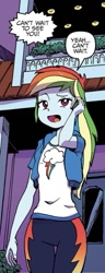 Size: 289x755 | Tagged: safe, artist:pencils, derpibooru import, idw, rainbow dash, equestria girls, spoiler:comic, spoiler:comicequestriagirlsmarchradness, cellphone, cropped, implied applejack, phone, solo, thigh gap