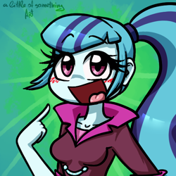 Size: 550x550 | Tagged: safe, artist:alittleofsomething, sonata dusk, equestria girls, rainbow rocks, looking at you, pointing, smiling, solo