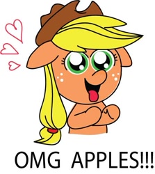 Size: 519x581 | Tagged: safe, artist:chibi-cat-girl101, artist:pinkamena-chan, applejack, earth pony, pony, apple, floppy ears, heart, solo, that pony sure does love apples, tongue out, wide eyes