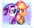 Size: 2000x1666 | Tagged: safe, artist:lightof-dawn, applejack, rarity, earth pony, pony, unicorn, cowboy hat, female, freckles, hat, lesbian, looking at each other, rarijack, shipping, signature, stetson, style emulation, whitediamonds-ish