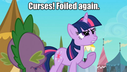 Size: 960x540 | Tagged: safe, derpibooru import, edit, edited screencap, screencap, spike, twilight sparkle, dragon, the crystal empire, caption, duo, image macro, meme