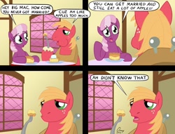 Size: 1000x762 | Tagged: safe, artist:omny87, big macintosh, cheerilee, earth pony, pony, cheerimac, comic, freakazoid, male, pie, sgt. mike cosgrove, shipping, slice of life, stallion, straight