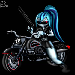 Size: 1280x1280 | Tagged: safe, artist:paulpeopless, sonata dusk, robot, equestria girls, rainbow rocks, motorcycle, solo, sonatabot, terminator