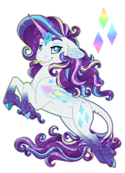 Size: 2600x3600 | Tagged: safe, artist:jackiebloom, rarity, classical unicorn, pony, unicorn, coat markings, colored fetlocks, colored hooves, colored horn, female, leonine tail, mare, open mouth, rainbow power, realistic horse legs, simple background, solo, transparent background, unshorn fetlocks
